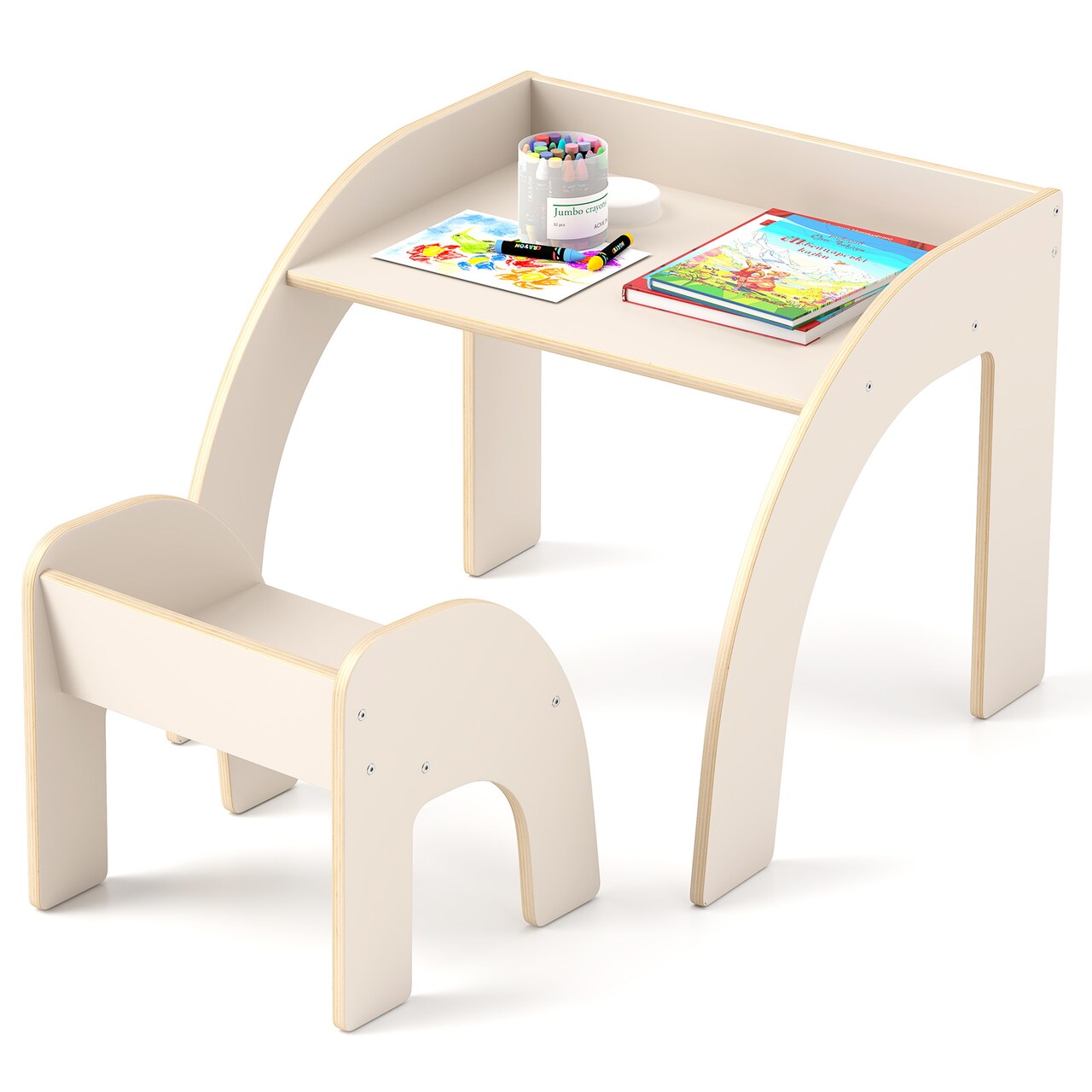 Plywood Kids Table and Chair Set with Spacious Safe Design and Ergonomic Seat